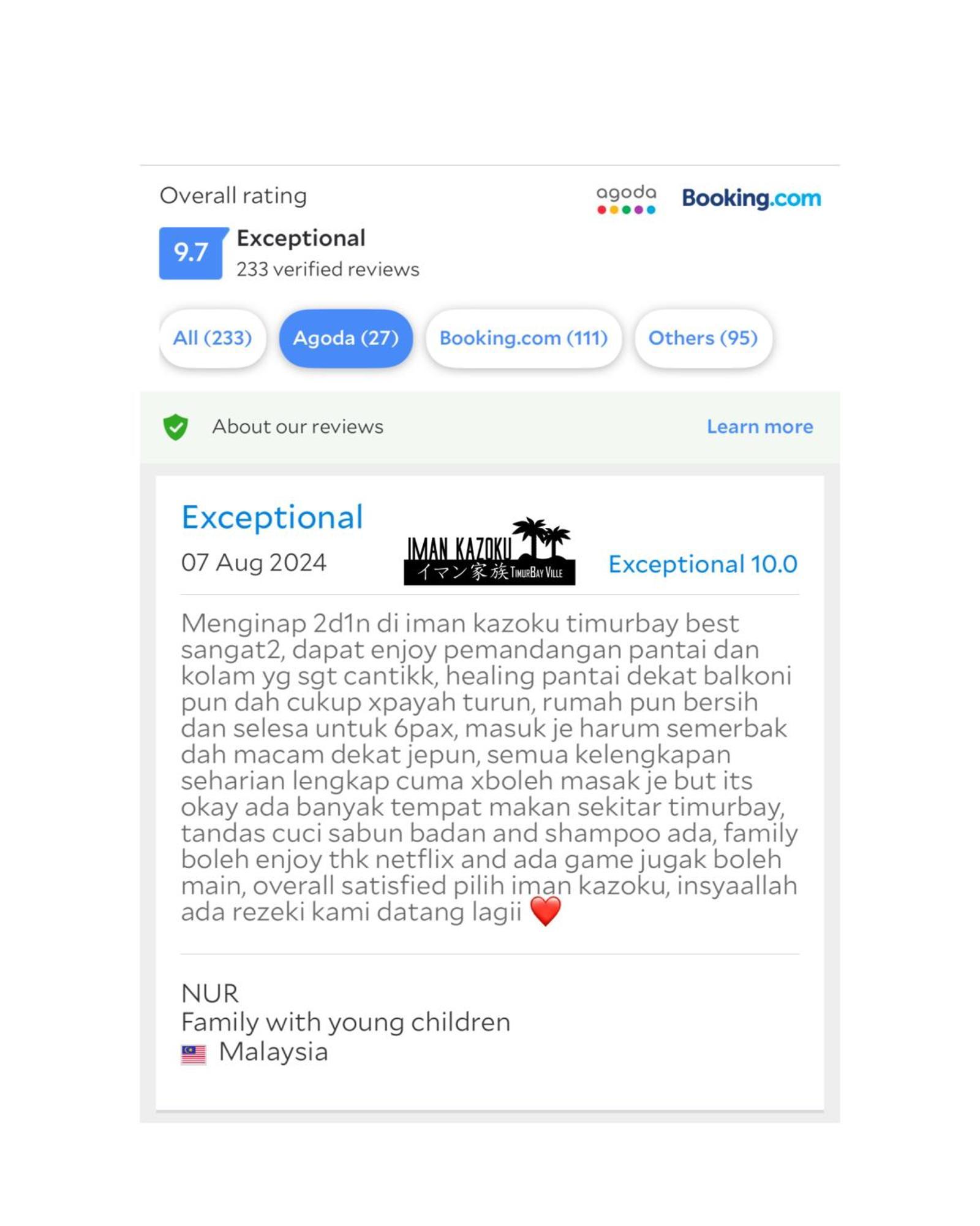 Sea View & Pool View & Wifi & Netflix At Iman Kazoku Timurbay 2bdr